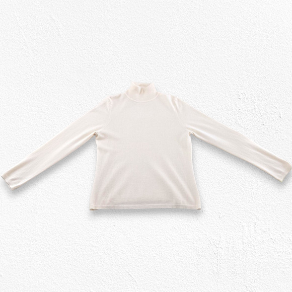 Y2K Charter Club Ivory White 100% Cashmere Turtleneck Knit Sweater Size Large - Picture 3 of 13